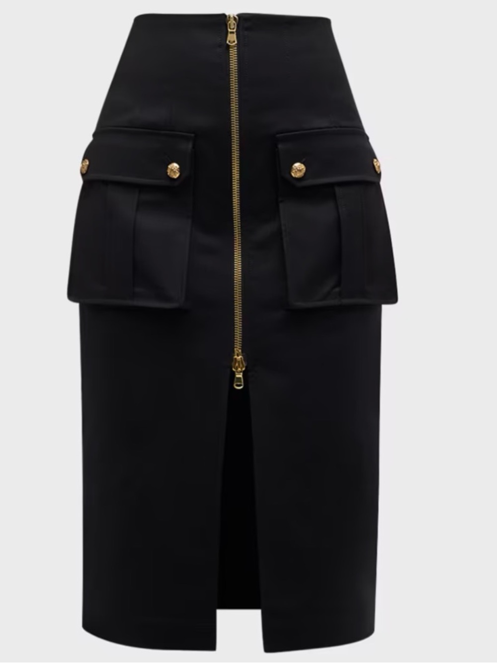 NEW Veronica Beard Dallas Black Pencil Skirt with Gold Zip and Cargo Pockets